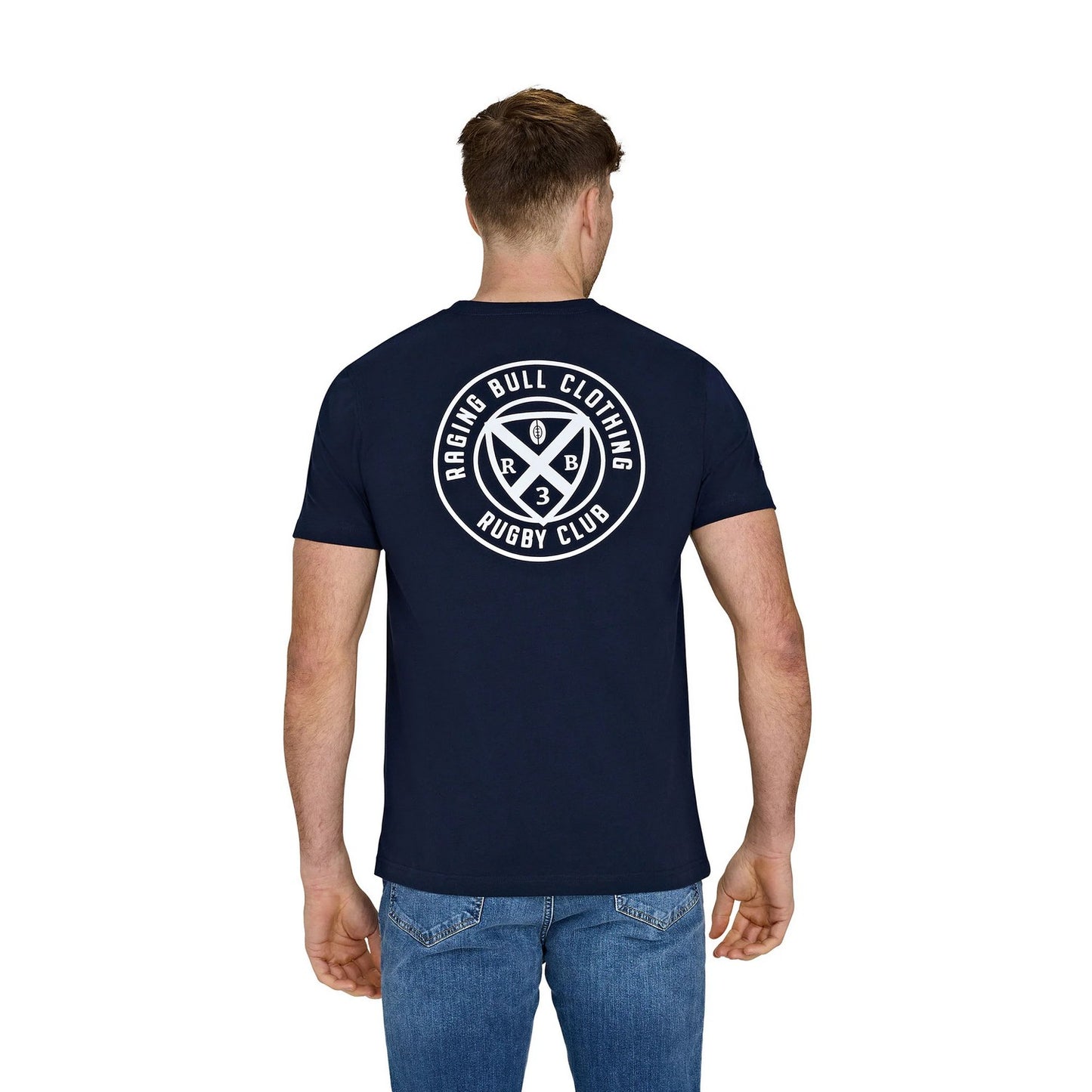 Navy - Back - Raging Bull Mens Rugby Club Back Print T-Shirt