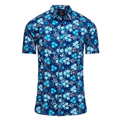 Navy - Front - Raging Bull Mens Blossom Short-Sleeved Shirt
