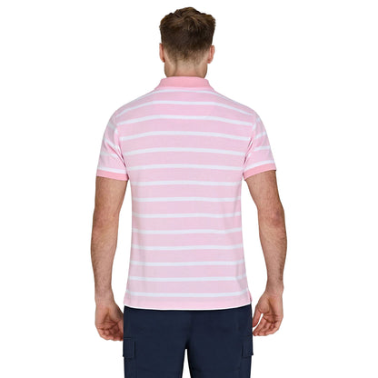 Pink - Back - Raging Bull Mens Stripe Birdseye Pique Short-Sleeved Polo Shirt