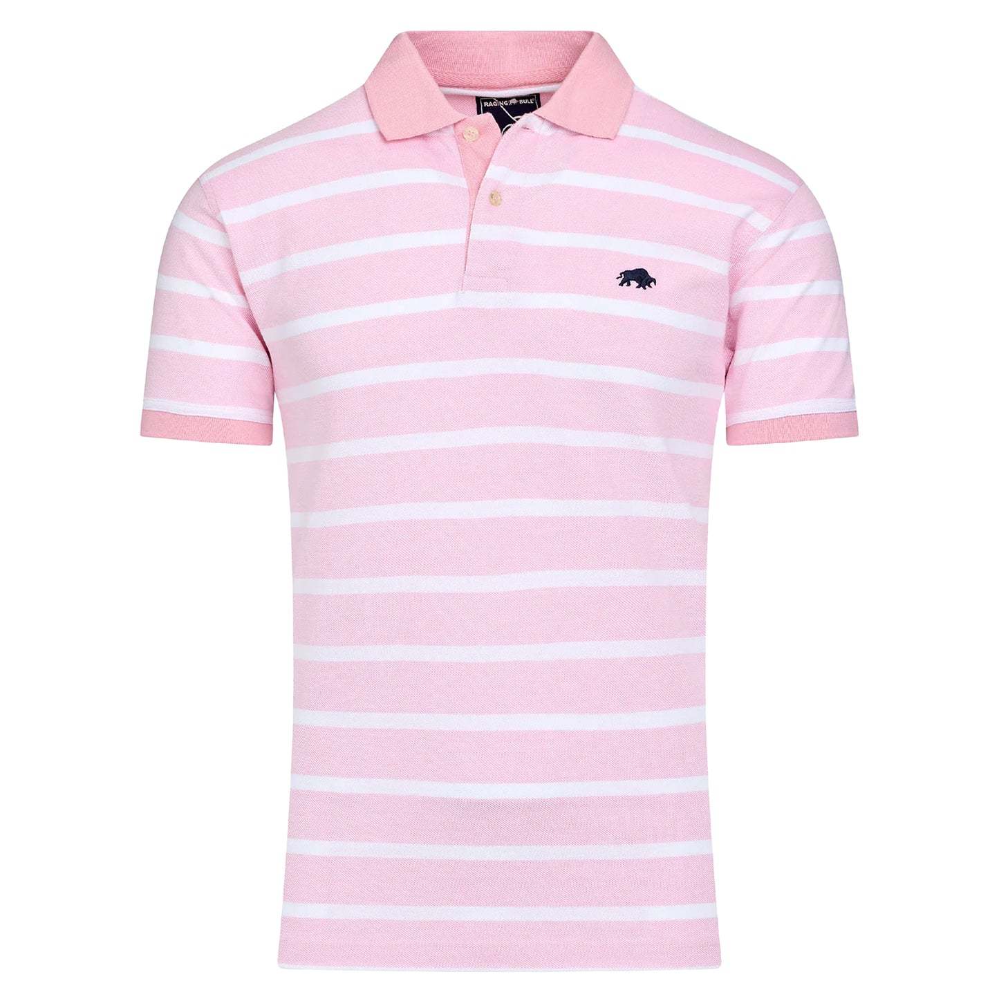Pink - Front - Raging Bull Mens Stripe Birdseye Pique Short-Sleeved Polo Shirt