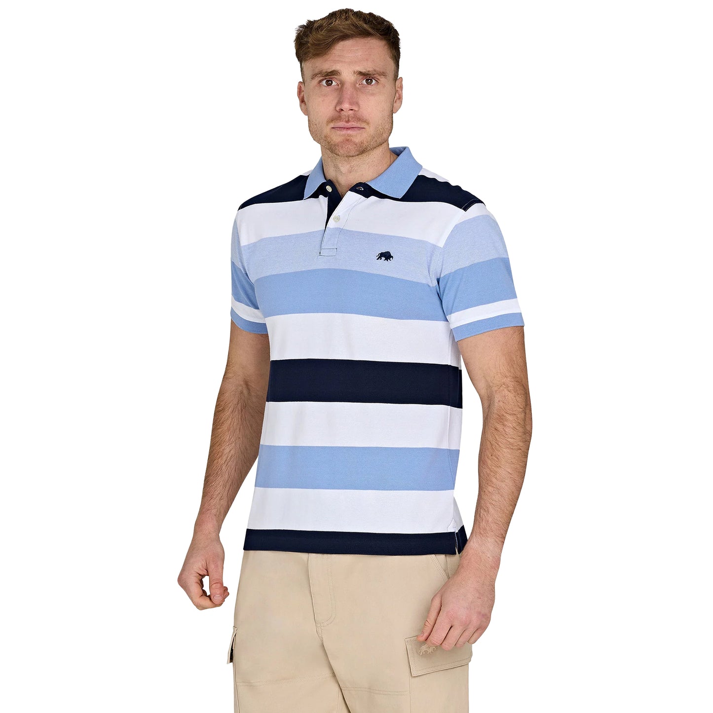 Sky Blue - Side - Raging Bull Mens Hoop Birdseye Pique Polo Shirt