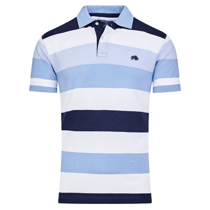 Sky Blue - Front - Raging Bull Mens Hoop Birdseye Pique Polo Shirt