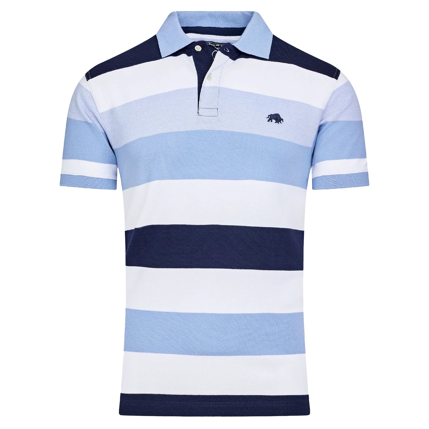 Sky Blue - Front - Raging Bull Mens Hoop Birdseye Pique Polo Shirt