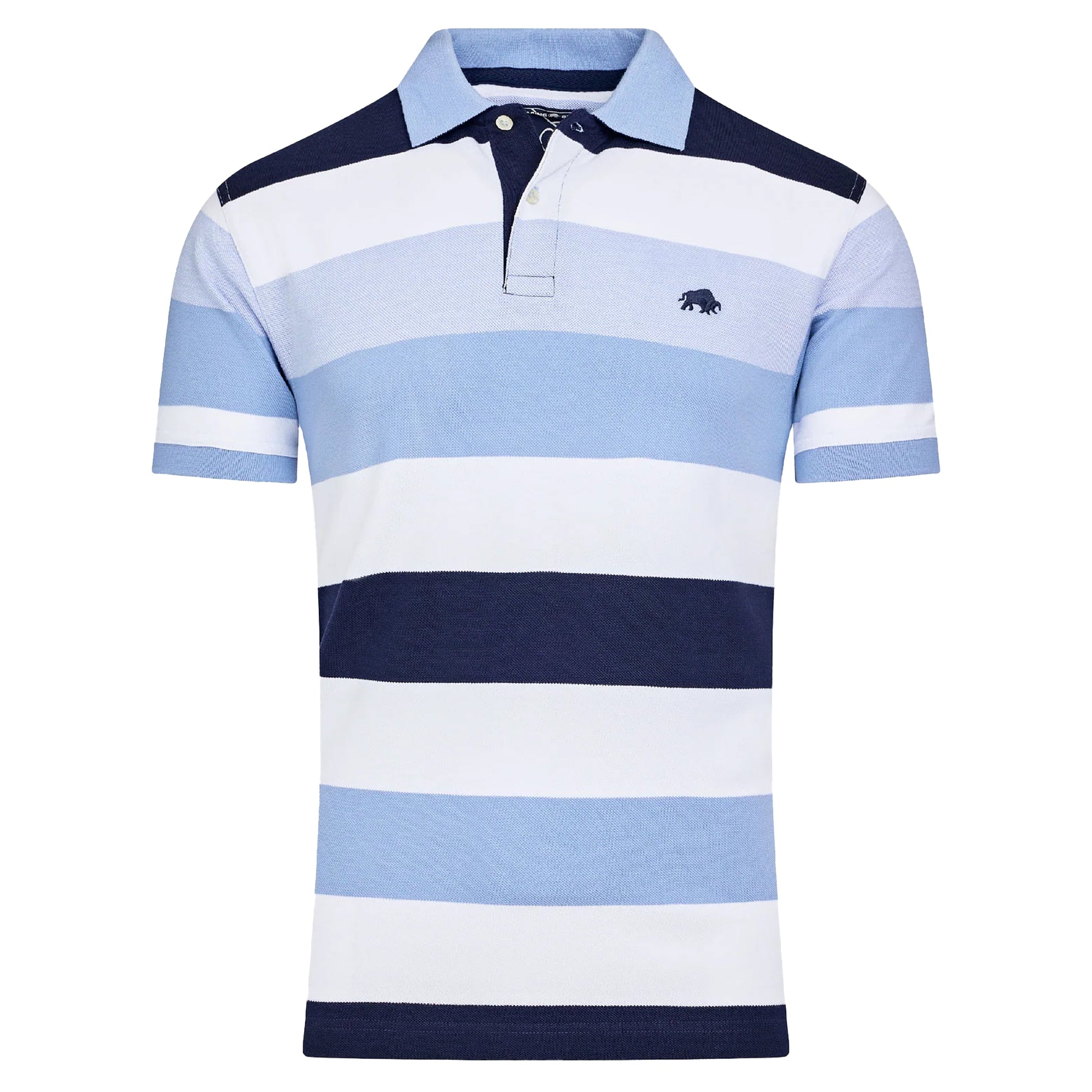 Sky Blue - Front - Raging Bull Mens Hoop Birdseye Pique Polo Shirt
