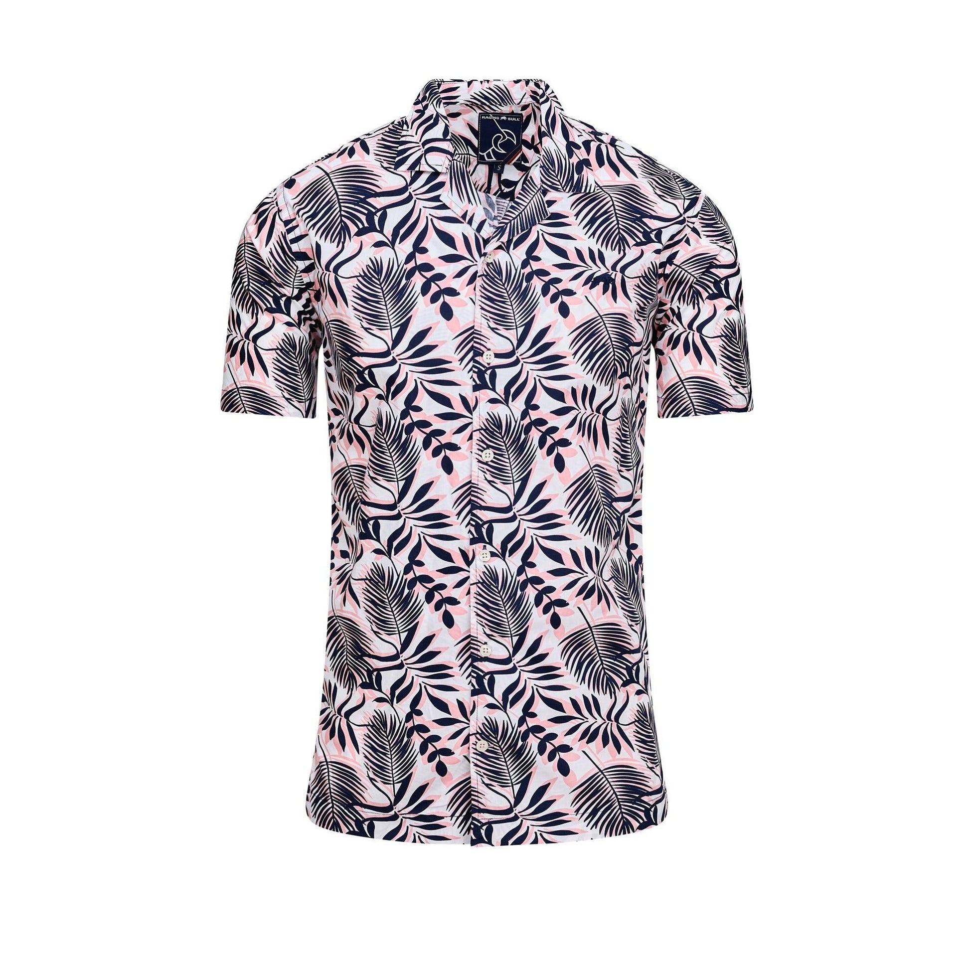 Navy - Front - Raging Bull Mens Fern Short-Sleeved Shirt