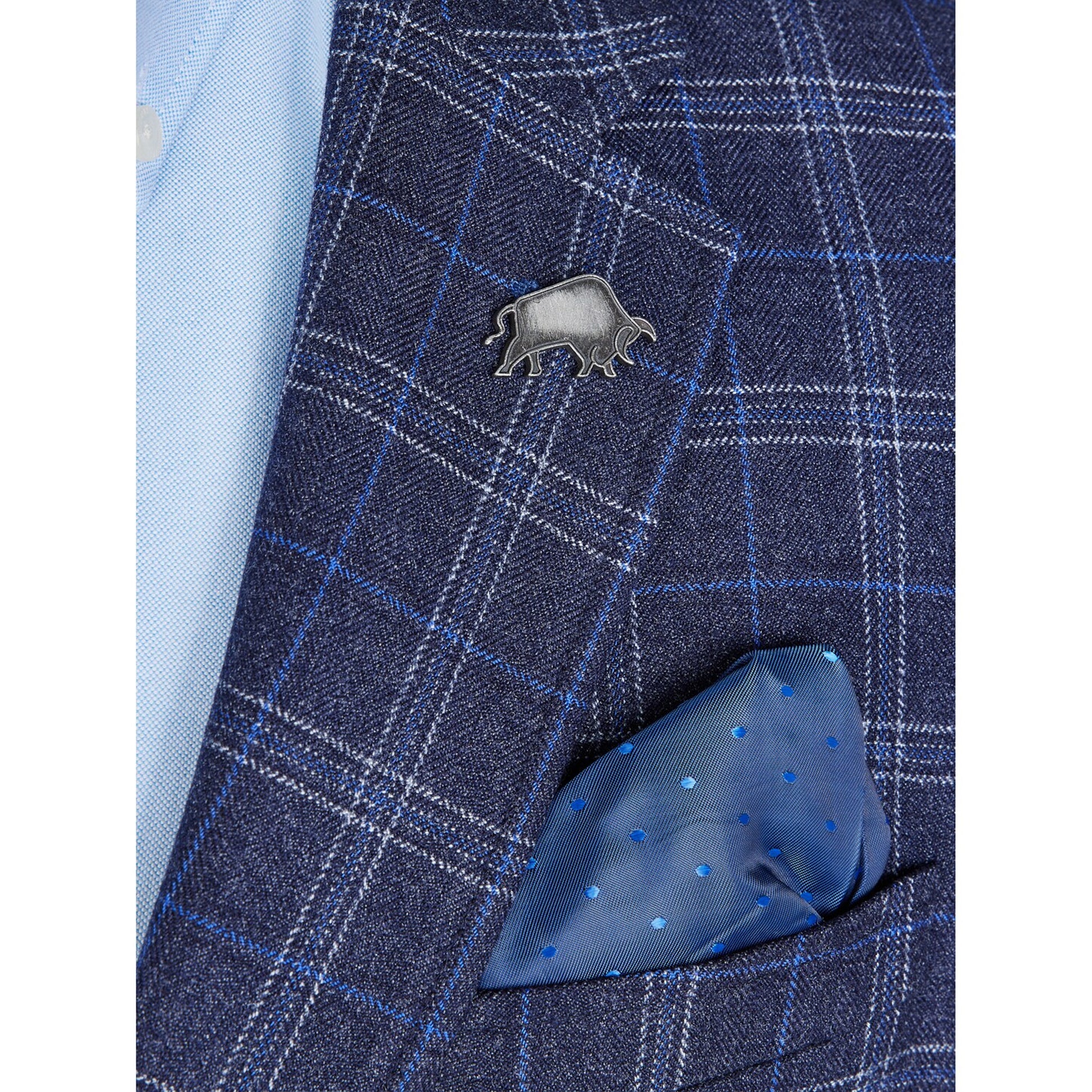 Navy - Lifestyle - Raging Bull Mens Checked Wool Blazer