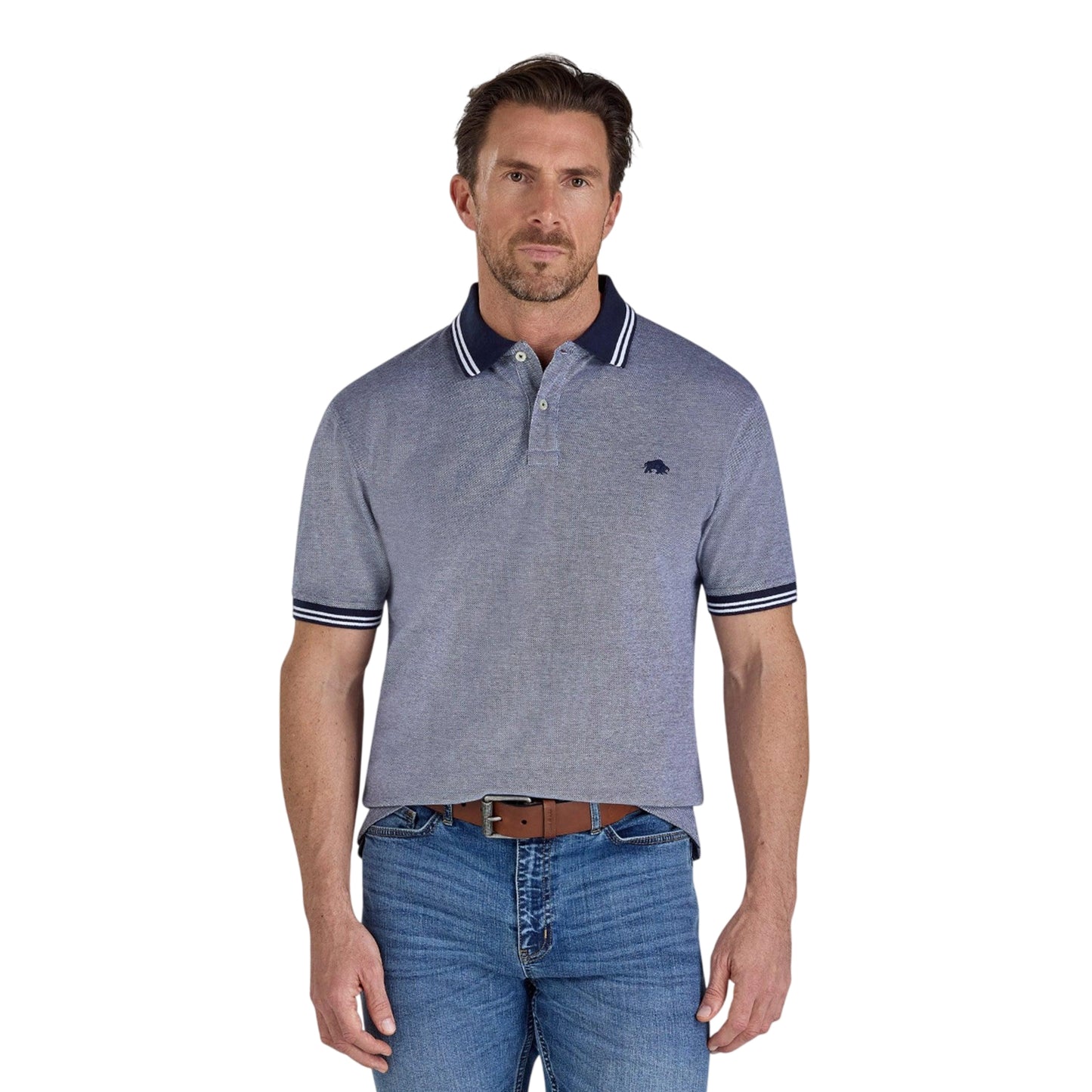 Navy - Front - Raging Bull Mens Two Tone Pique Polo Shirt