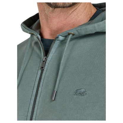 Khaki Green - Side - Raging Bull Mens Garment Dyed Full Zip Hoodie