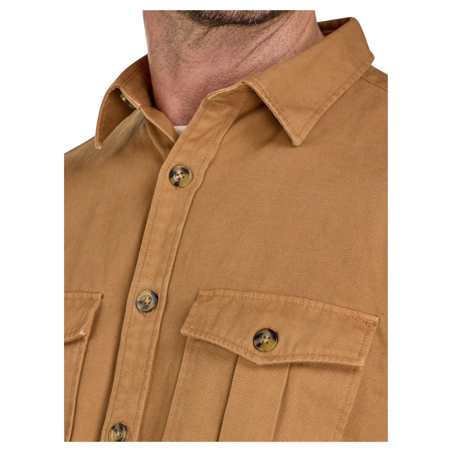 Tan - Side - Raging Bull Mens Canvas Garment Dyed Shacket