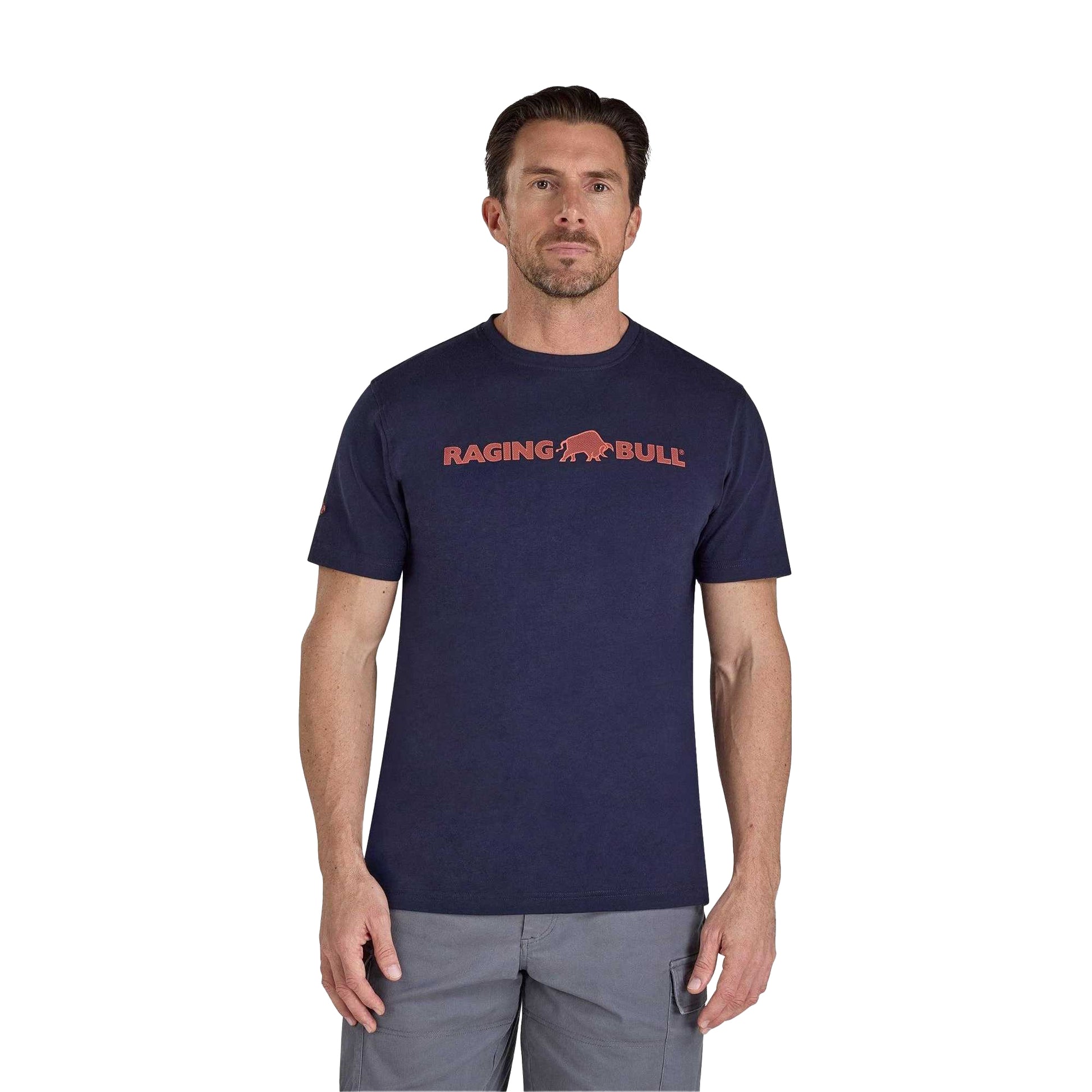 Navy - Front - Raging Bull Mens High Build Mesh T-Shirt