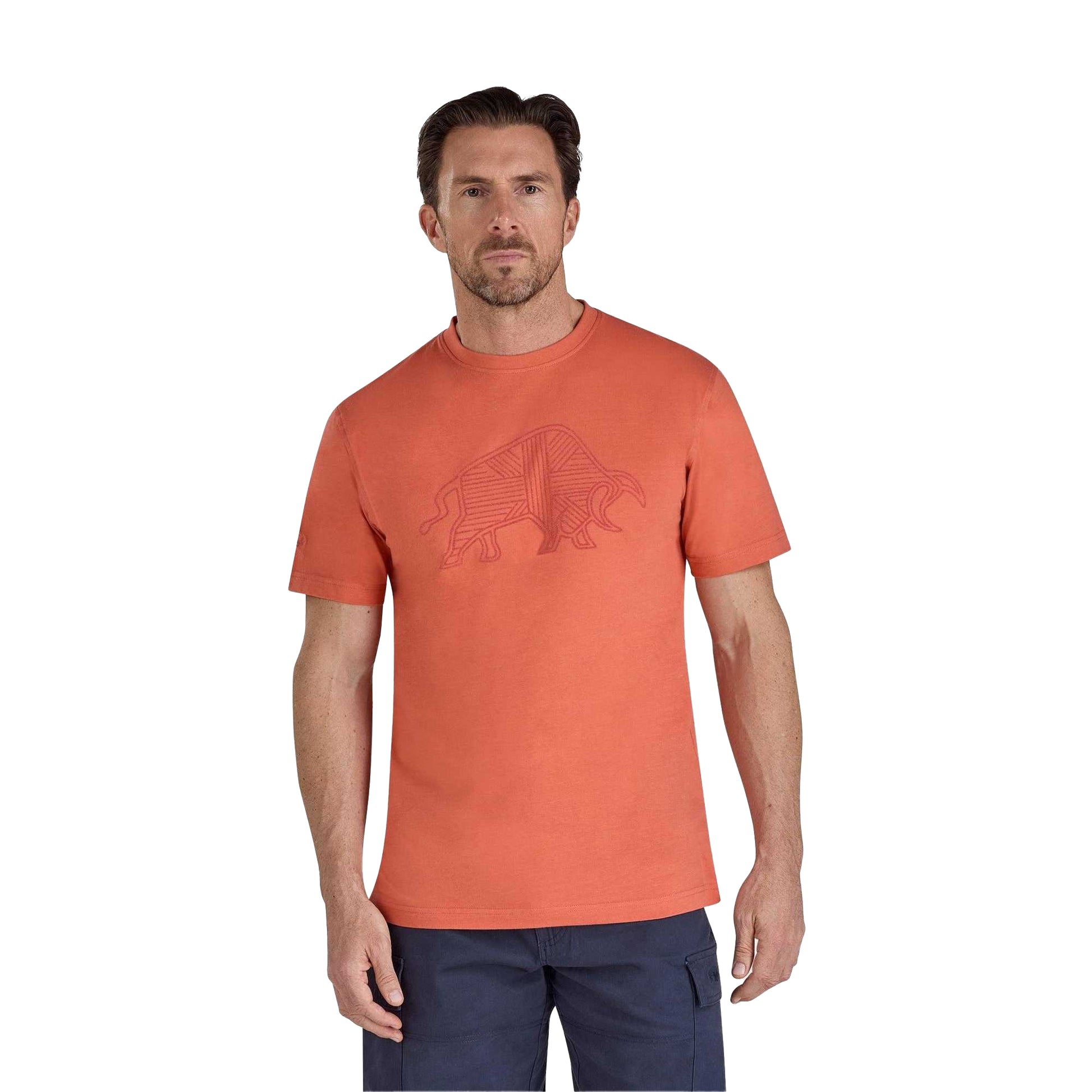 Orange - Front - Raging Bull Mens Flock Union Jack Bull T-Shirt