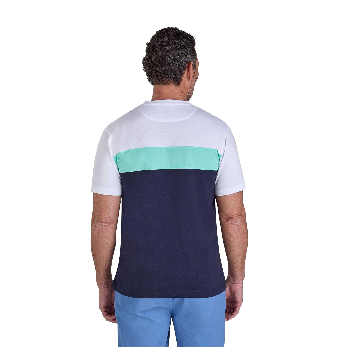 Navy - Back - Raging Bull Mens Cut and Sew Panel T-Shirt