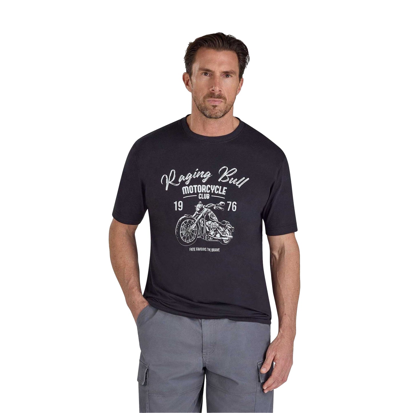 Black - Front - Raging Bull Mens Motorcycle Club T-Shirt