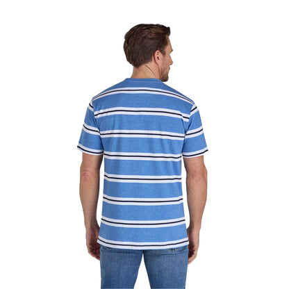 Blue - Back - Raging Bull Mens Stripe Yarn Dyed T-Shirt