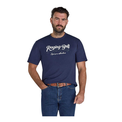 Navy Marl - Front - Raging Bull Mens Mountain Embroidered T-Shirt