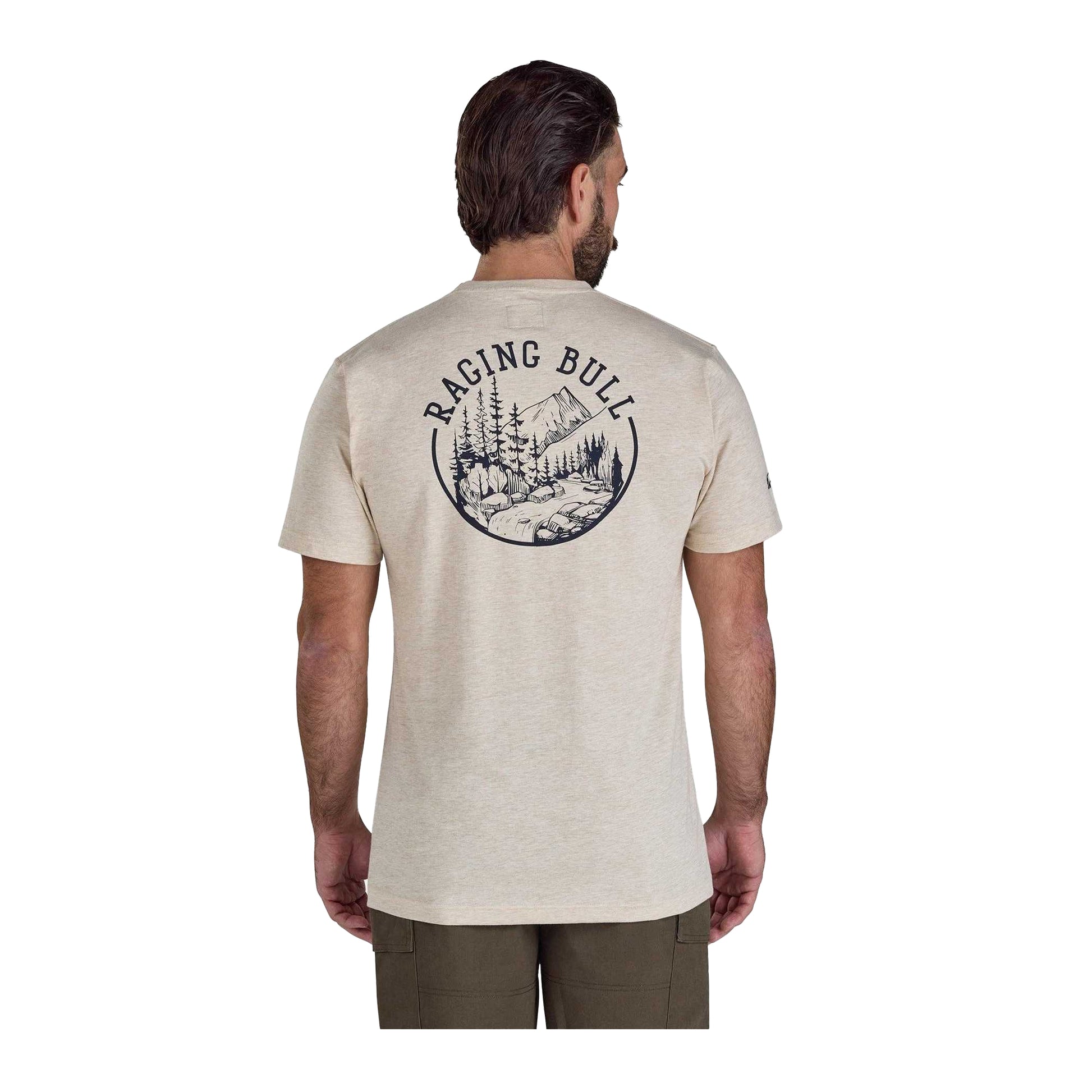 Toast Marl - Back - Raging Bull Mens Mountain Back Print T-Shirt