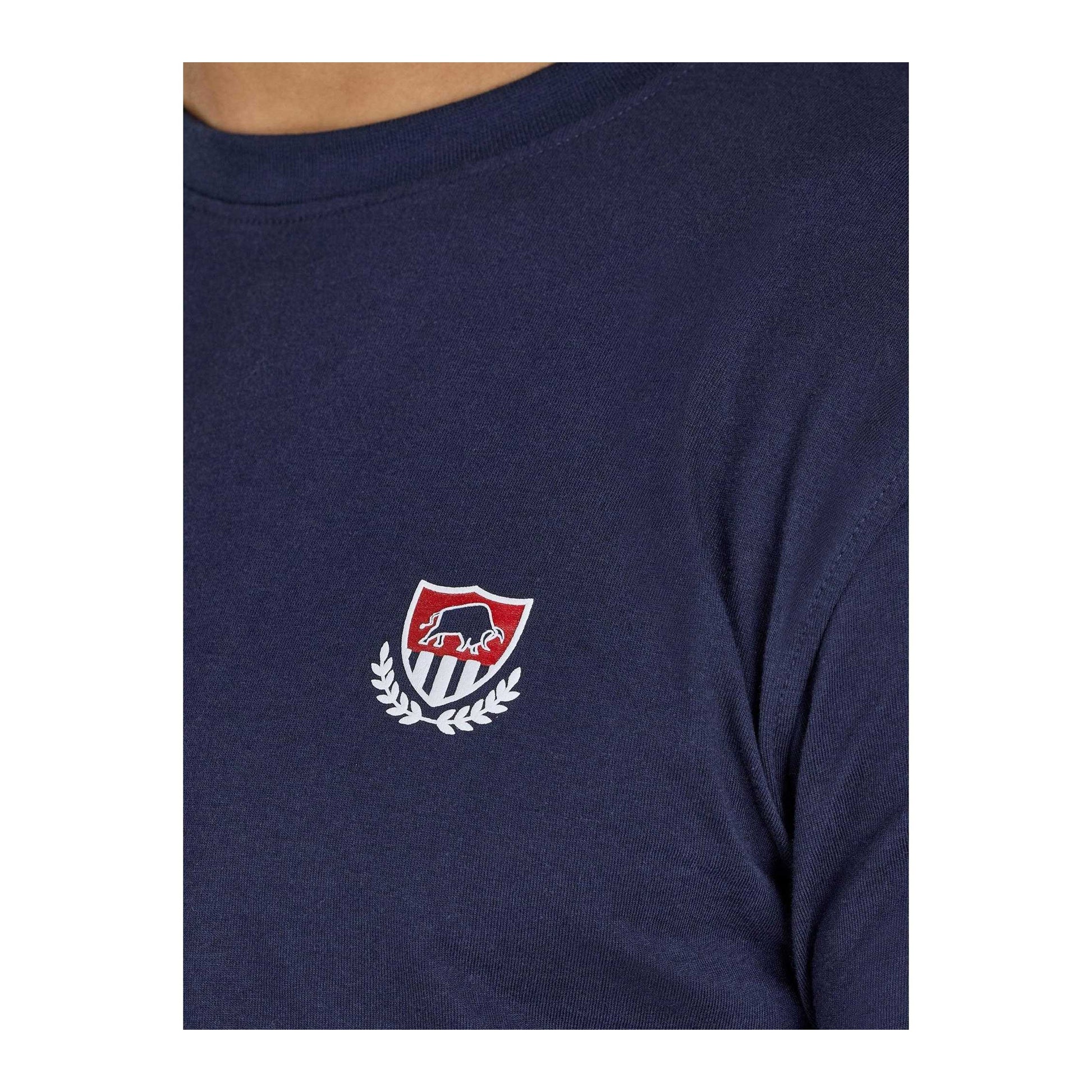 Navy - Side - Raging Bull Mens Crest T-Shirt