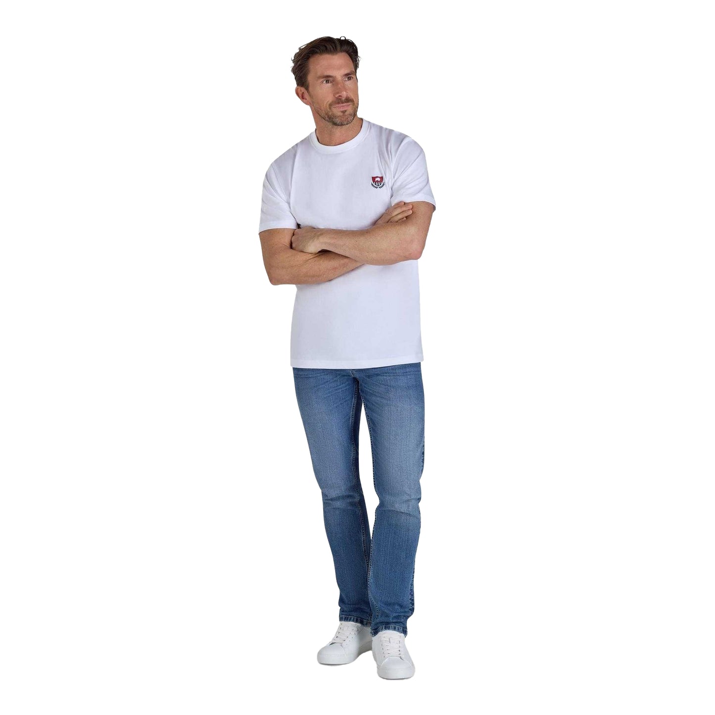 White - Lifestyle - Raging Bull Mens Crest T-Shirt