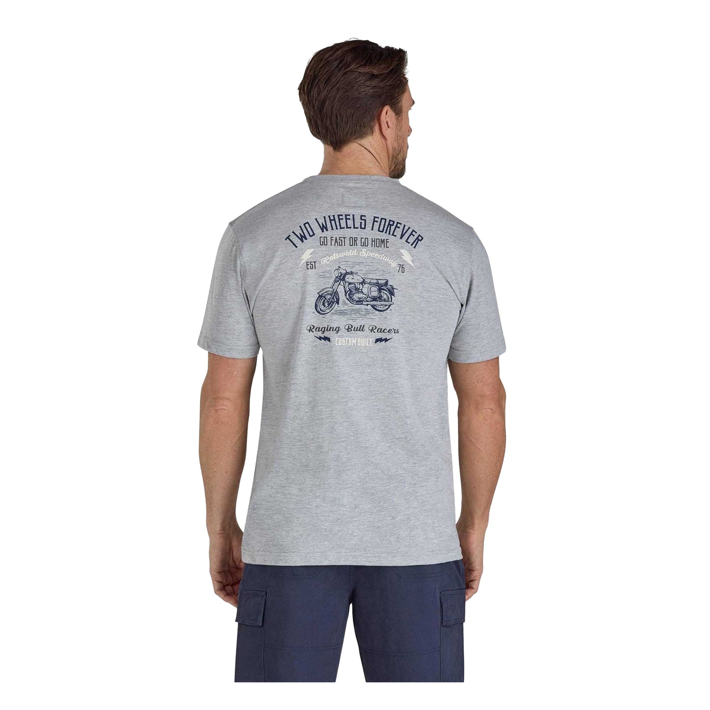 Grey Marl - Back - Raging Bull Mens Go Fast Or Go Home T-Shirt