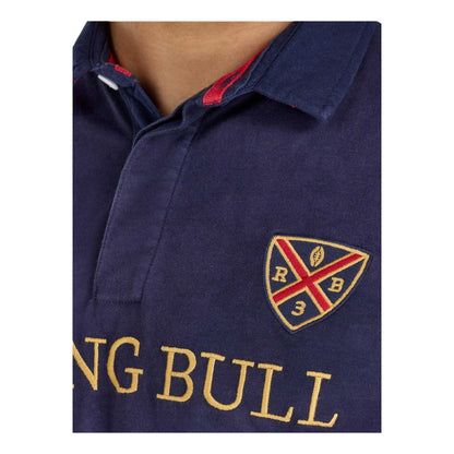 Navy-White-Red - Side - Raging Bull Mens Diagonal Stripe Pique Rugby Polo Shirt