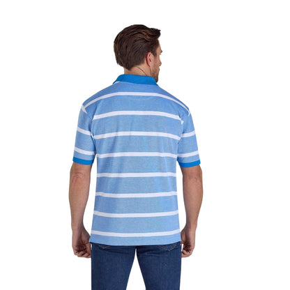 Electric Blue - Back - Raging Bull Mens Stripe Birdseye Pique Two Tone Polo Shirt