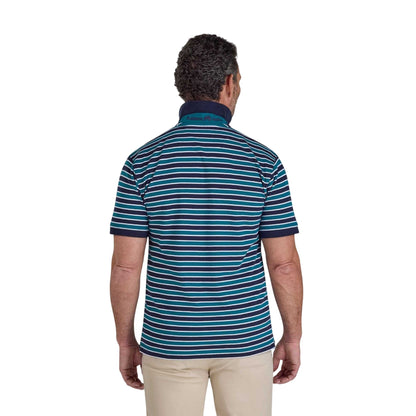 Navy - Back - Raging Bull Mens Triple Stripe Pique Polo Shirt