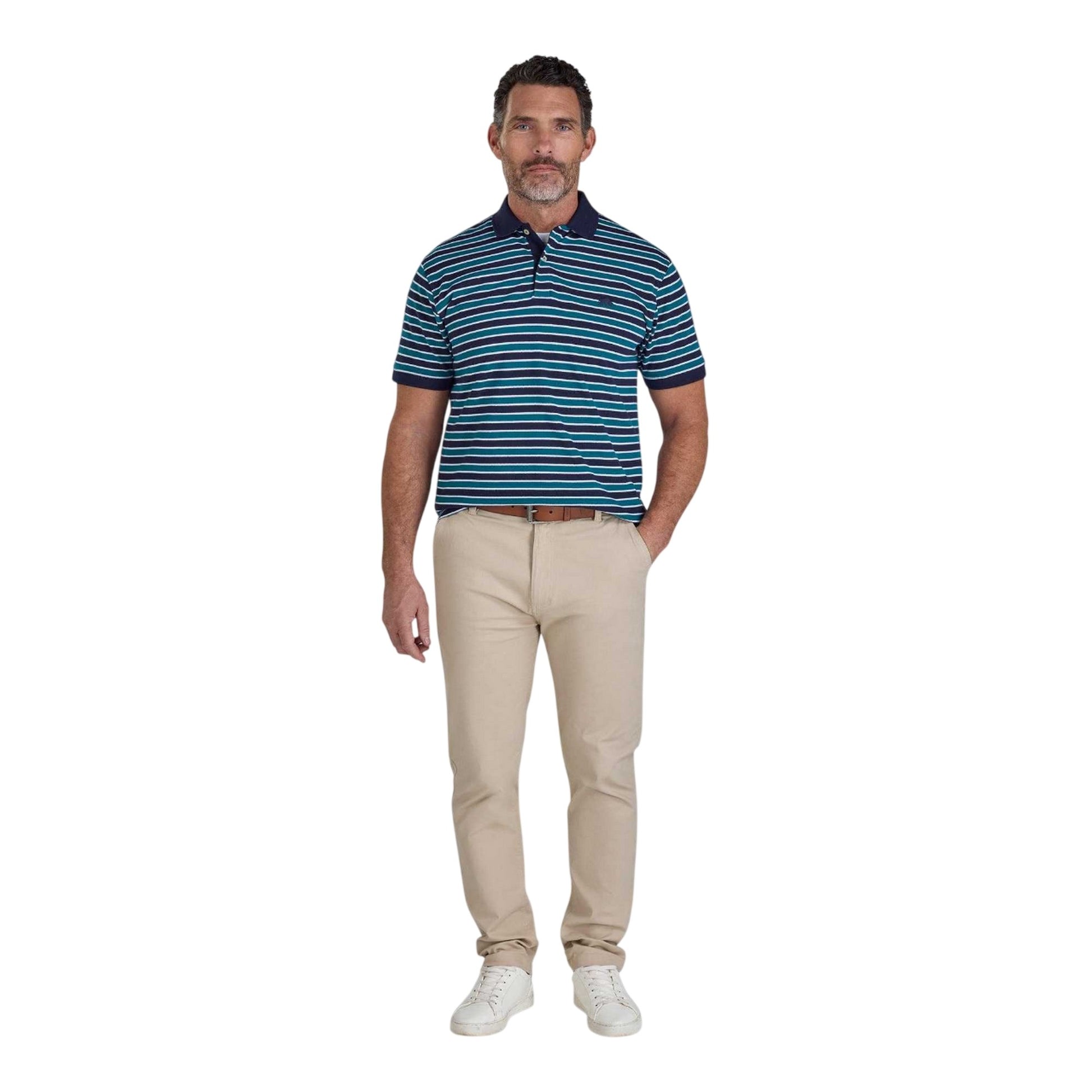 Navy - Lifestyle - Raging Bull Mens Triple Stripe Pique Polo Shirt