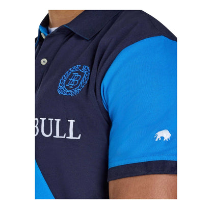 Navy - Side - Raging Bull Mens Diagonal Stripe Jersey Polo Shirt