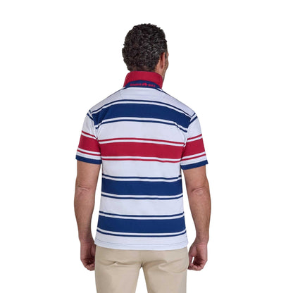 Navy-White-Red - Back - Raging Bull Mens Wide Stripe Jersey Polo Shirt