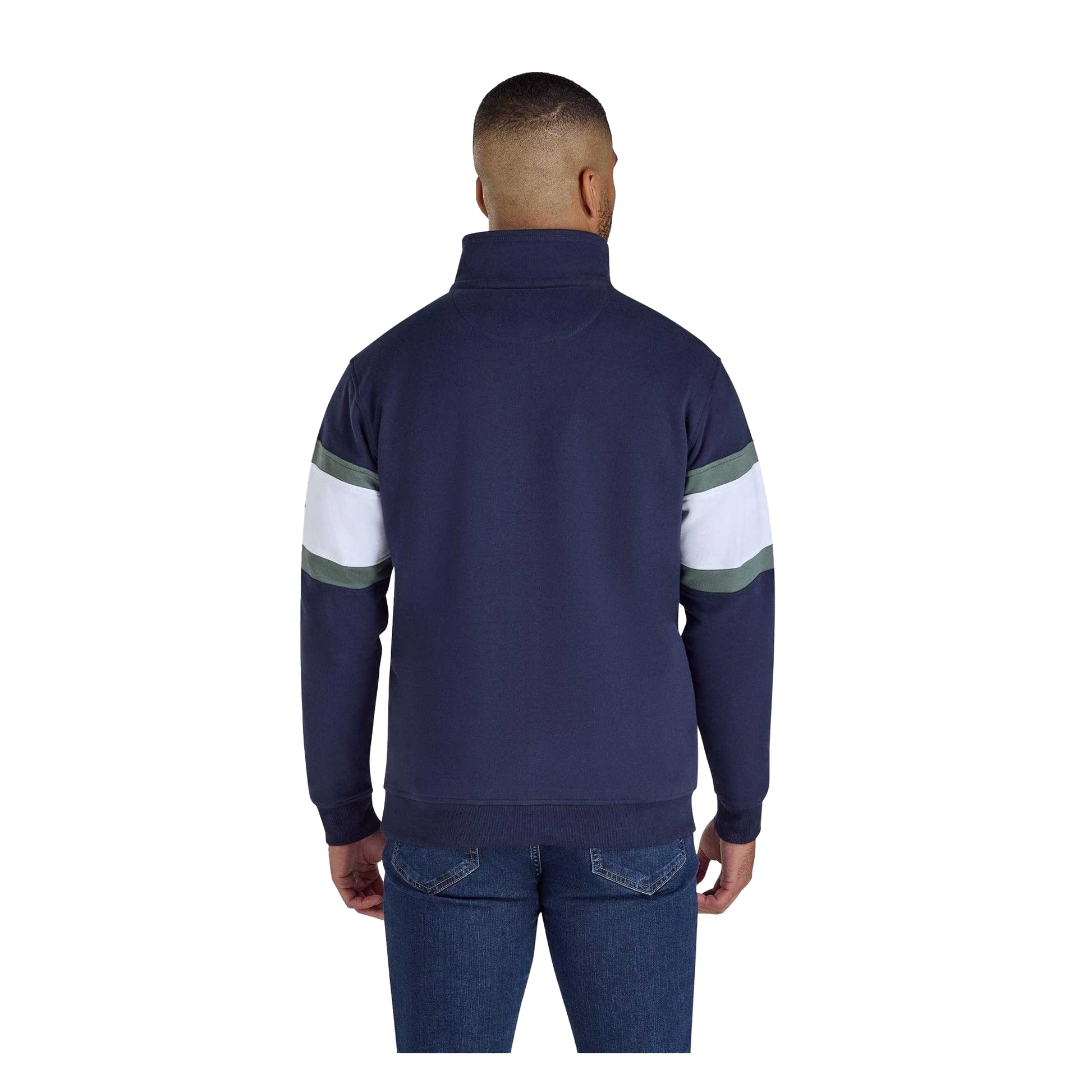 Navy - Back - Raging Bull Mens Quarter Zip Sweatshirt