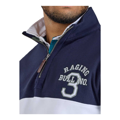 Navy - Side - Raging Bull Mens Quarter Zip Sweatshirt