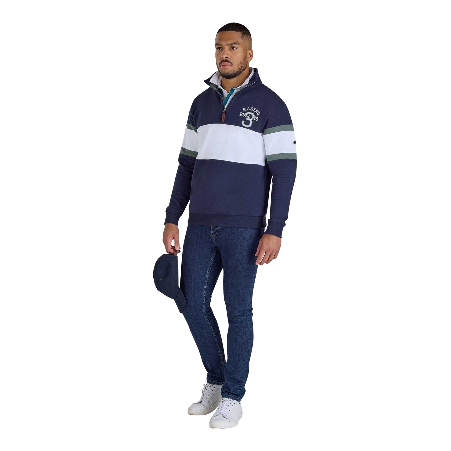 Navy - Lifestyle - Raging Bull Mens Quarter Zip Sweatshirt