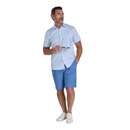 Sky Blue - Lifestyle - Raging Bull Mens Bournemouth Stripe Linen Short-Sleeved Shirt