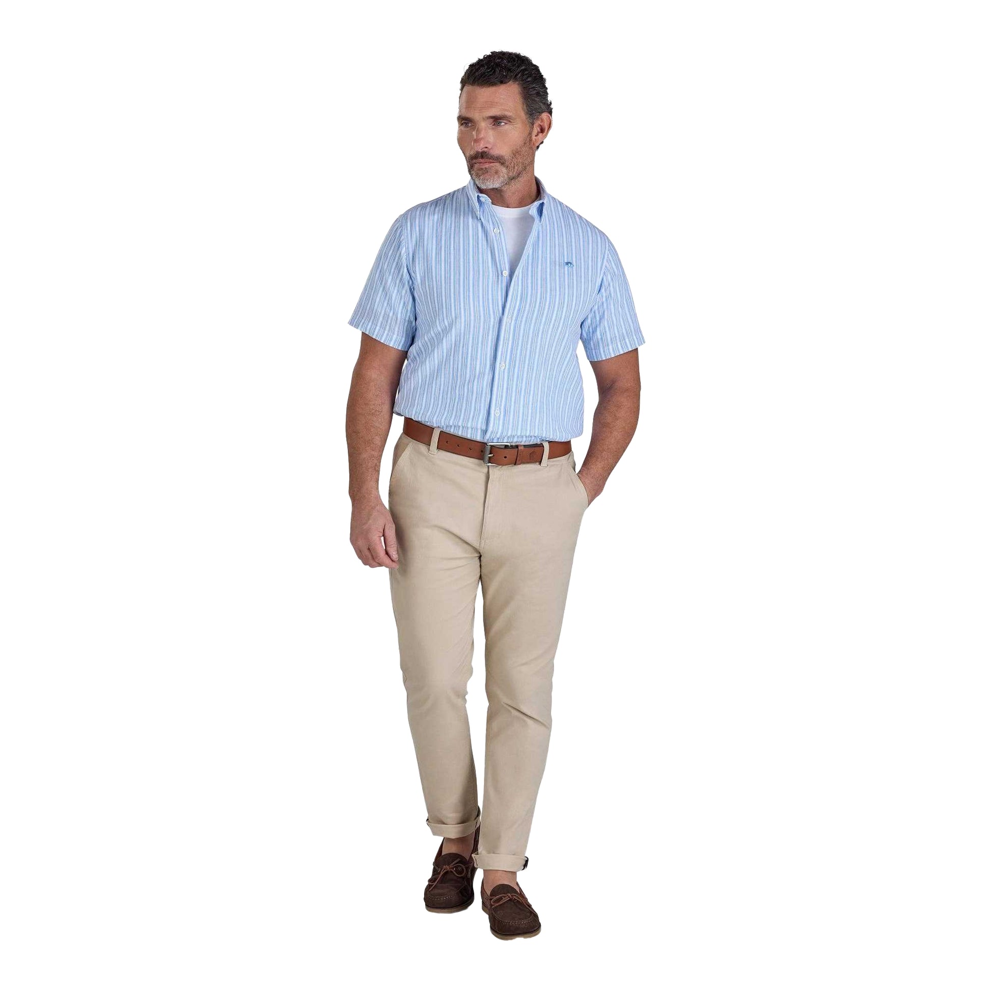 Sky Blue - Lifestyle - Raging Bull Mens Orleans Stripe Seersucker Short-Sleeved Shirt