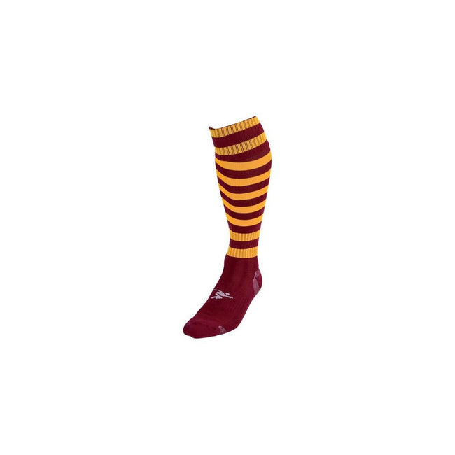Maroon-Amber Glow - Front - Precision Unisex Adult Pro Hooped Football Socks