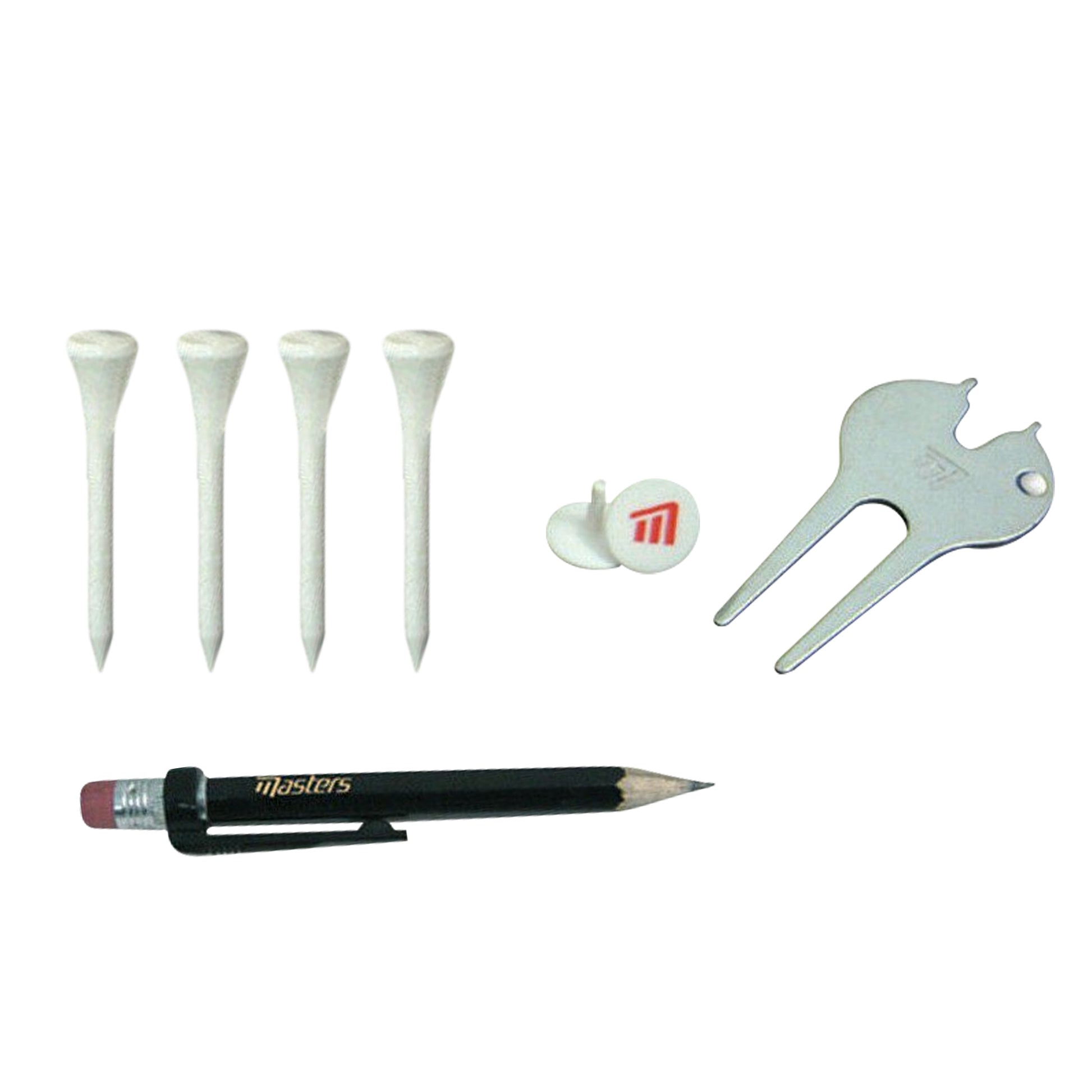White-Black-Silver - Back - Masters Golf Tees Set