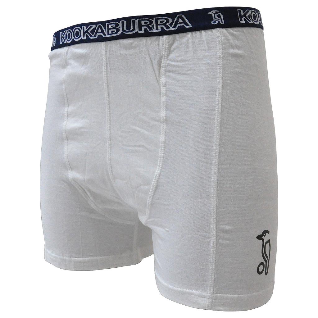 White-Blue - Front - Kookaburra Boys Integral Pouch Jock Shorts