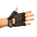 Black - Back - Fitness Mad Unisex Adult Leather Fingerless Gloves