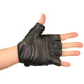 Black - Side - Fitness Mad Unisex Adult Leather Fingerless Gloves