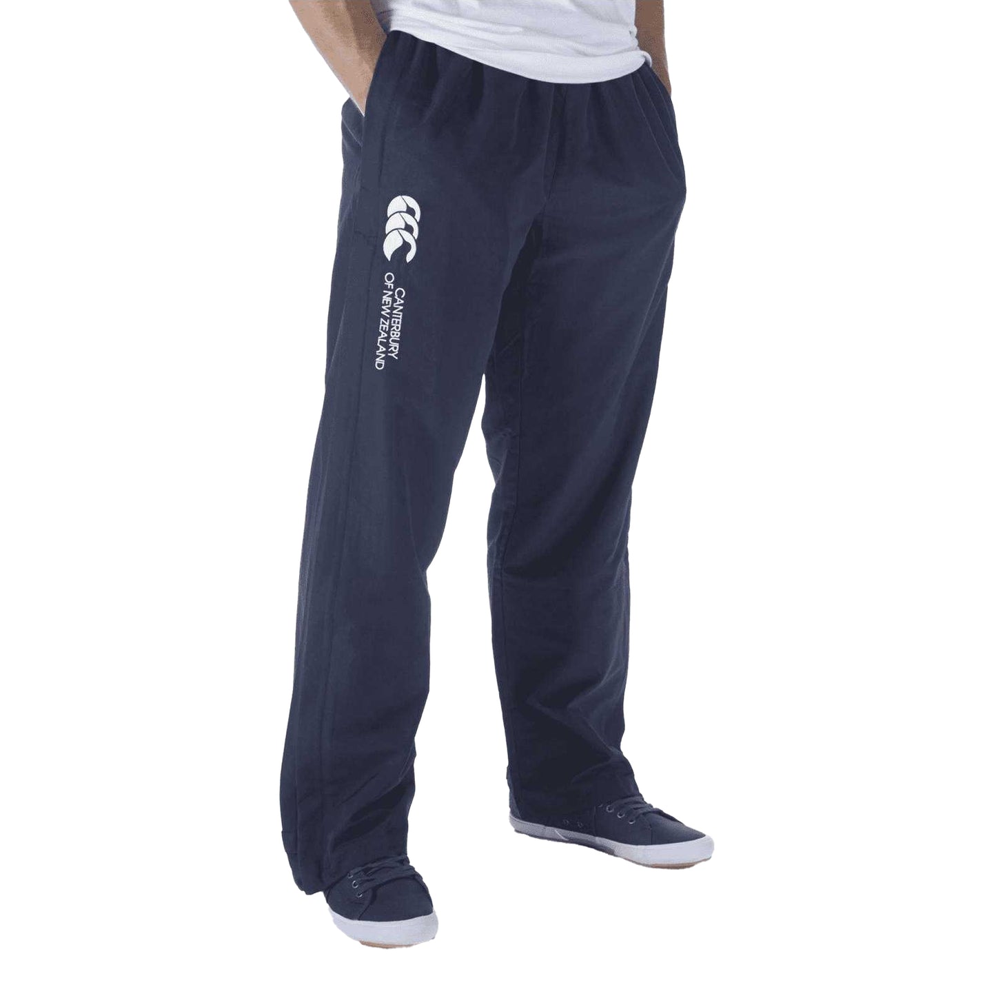 Navy-White - Side - Canterbury Unisex Adult Cuffed Ankle Tracksuit Bottoms