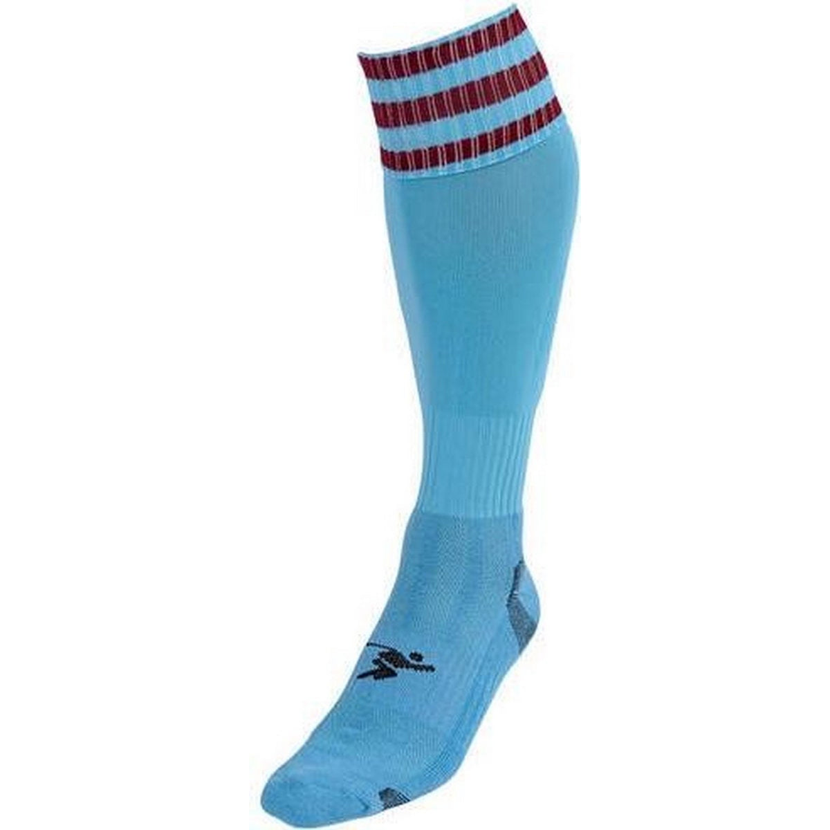 Sky Blue-Maroon - Front - Precision Childrens-Kids 3 Stripe Pro Football Socks