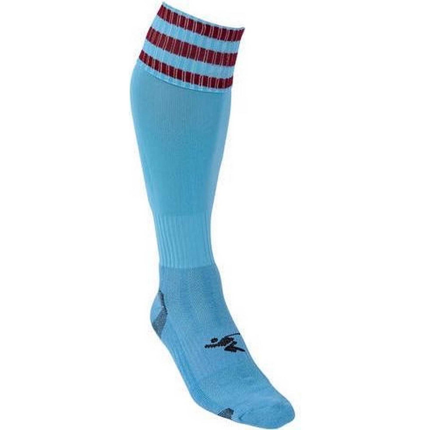 Sky Blue-Maroon - Back - Precision Childrens-Kids 3 Stripe Pro Football Socks