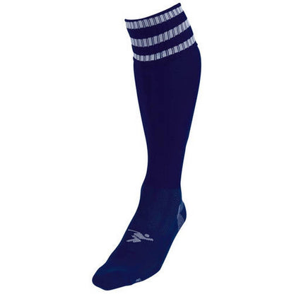 Navy-White - Front - Precision Childrens-Kids 3 Stripe Pro Football Socks