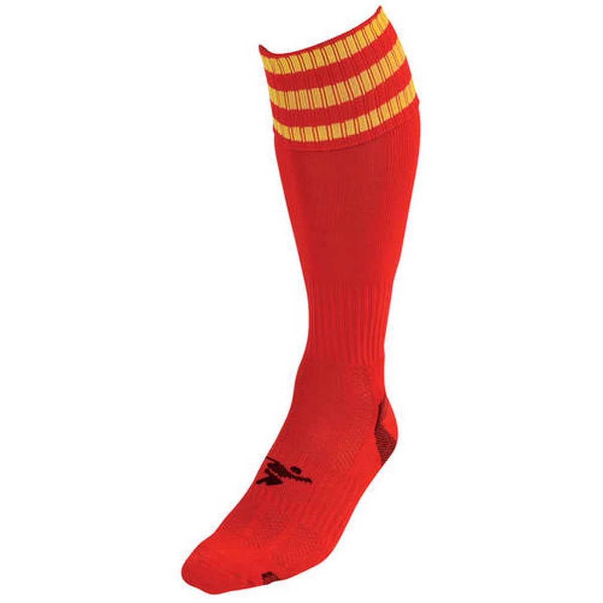 Red-Yellow - Front - Precision Childrens-Kids 3 Stripe Pro Football Socks