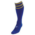 Royal Blue-Gold - Front - Precision Childrens-Kids 3 Stripe Pro Football Socks