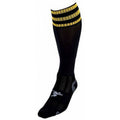 Black-Gold - Front - Precision Childrens-Kids 3 Stripe Pro Football Socks