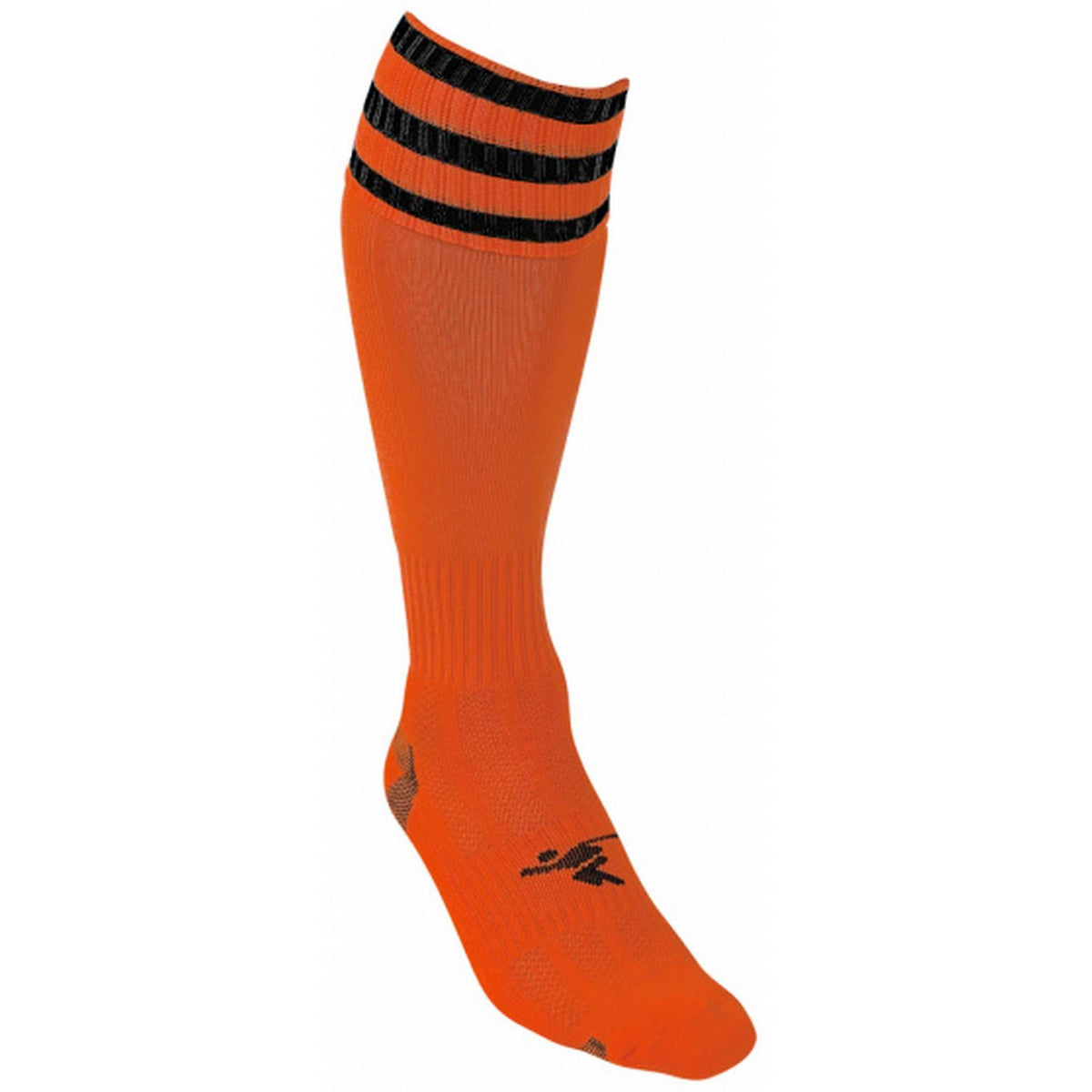 Tangerine-Black - Back - Precision Childrens-Kids 3 Stripe Pro Football Socks