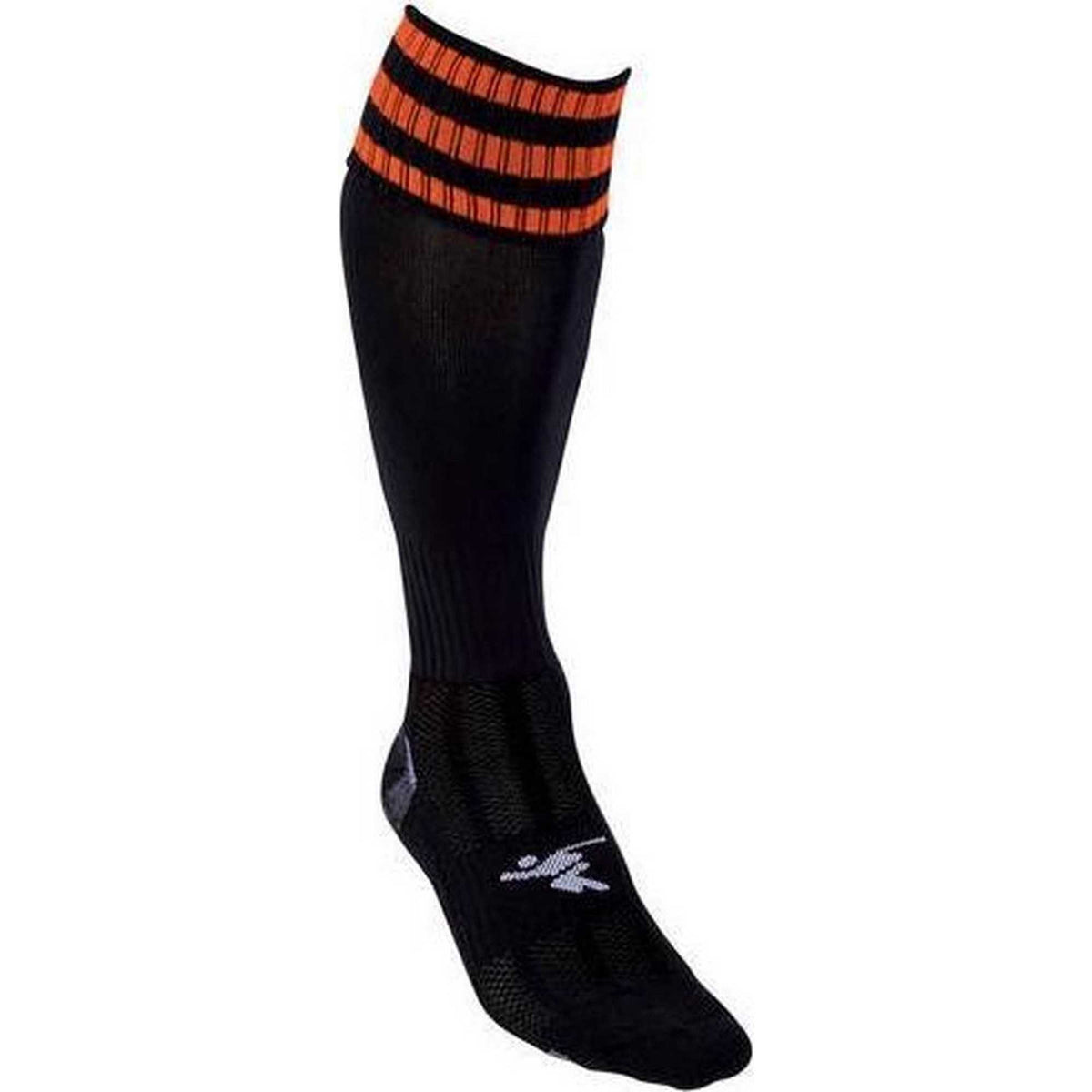 Black-Tangerine - Back - Precision Childrens-Kids 3 Stripe Pro Football Socks
