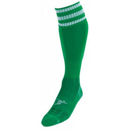 Green-White - Front - Precision Childrens-Kids 3 Stripe Pro Football Socks