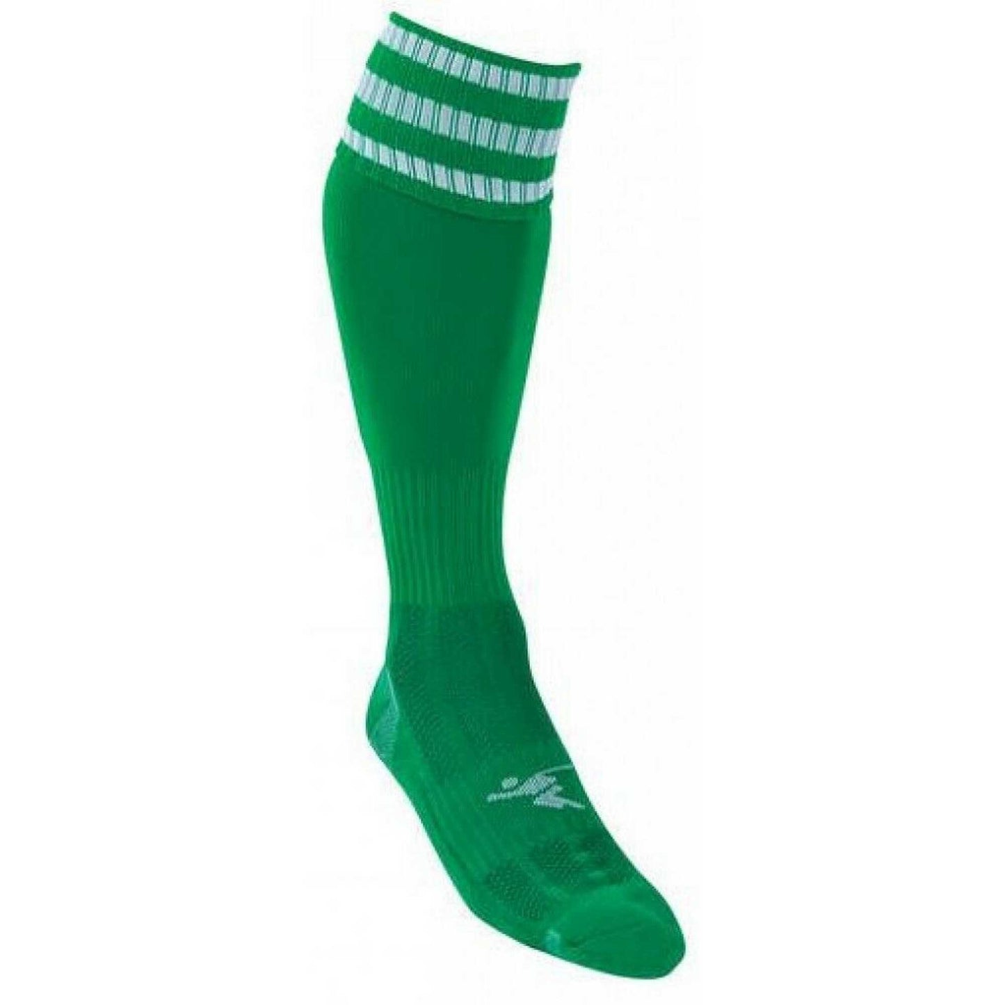 Green-White - Back - Precision Childrens-Kids 3 Stripe Pro Football Socks